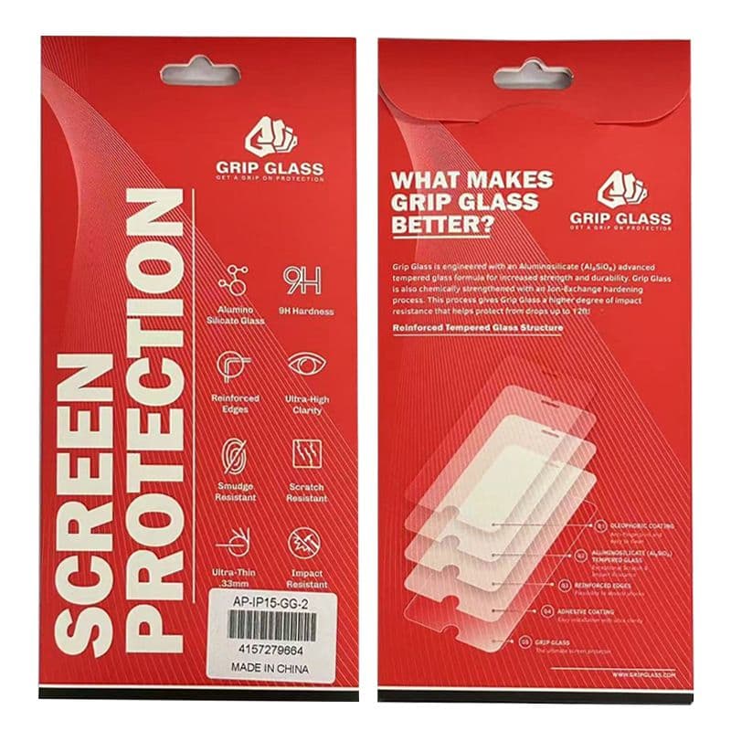 Grip Glass - Tempered Glass Screen Protector for iPhone 15 / 15 Pro / 16