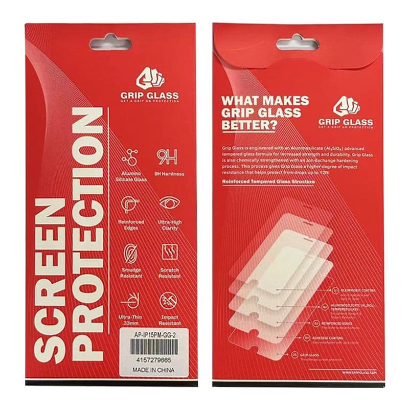 Grip Glass - Tempered Glass Screen Protector for iPhone 15 Plus / 15 Pro Max / 16 Plus