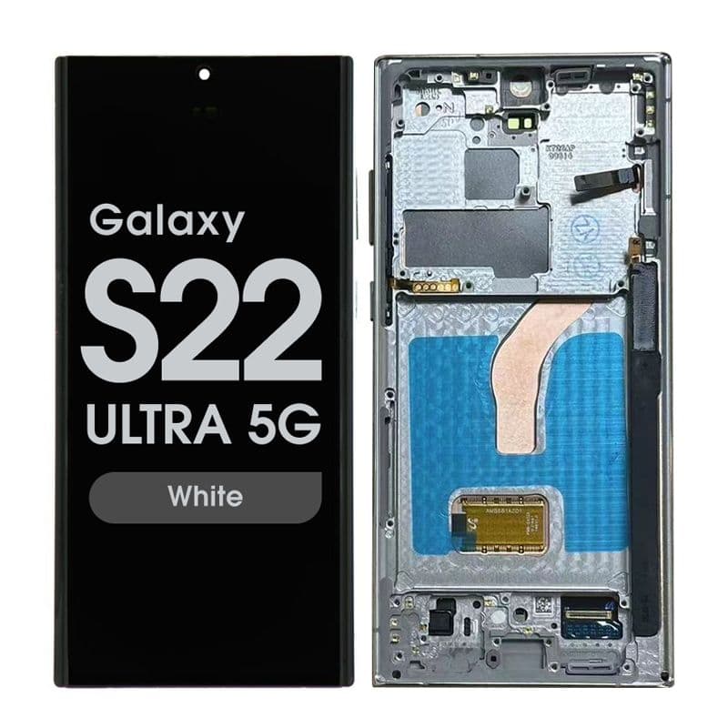 Refurbished - OLED Screen and Digitizer Assembly w/ Frame for Samsung Galaxy S22 Ultra 5G (S908U) (US Version) (White)