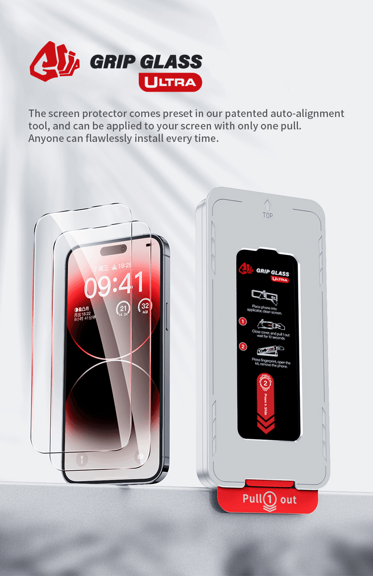 Grip Ultra - Tempered Glass Screen Protector for iPhone 15/16 (50 Pack)