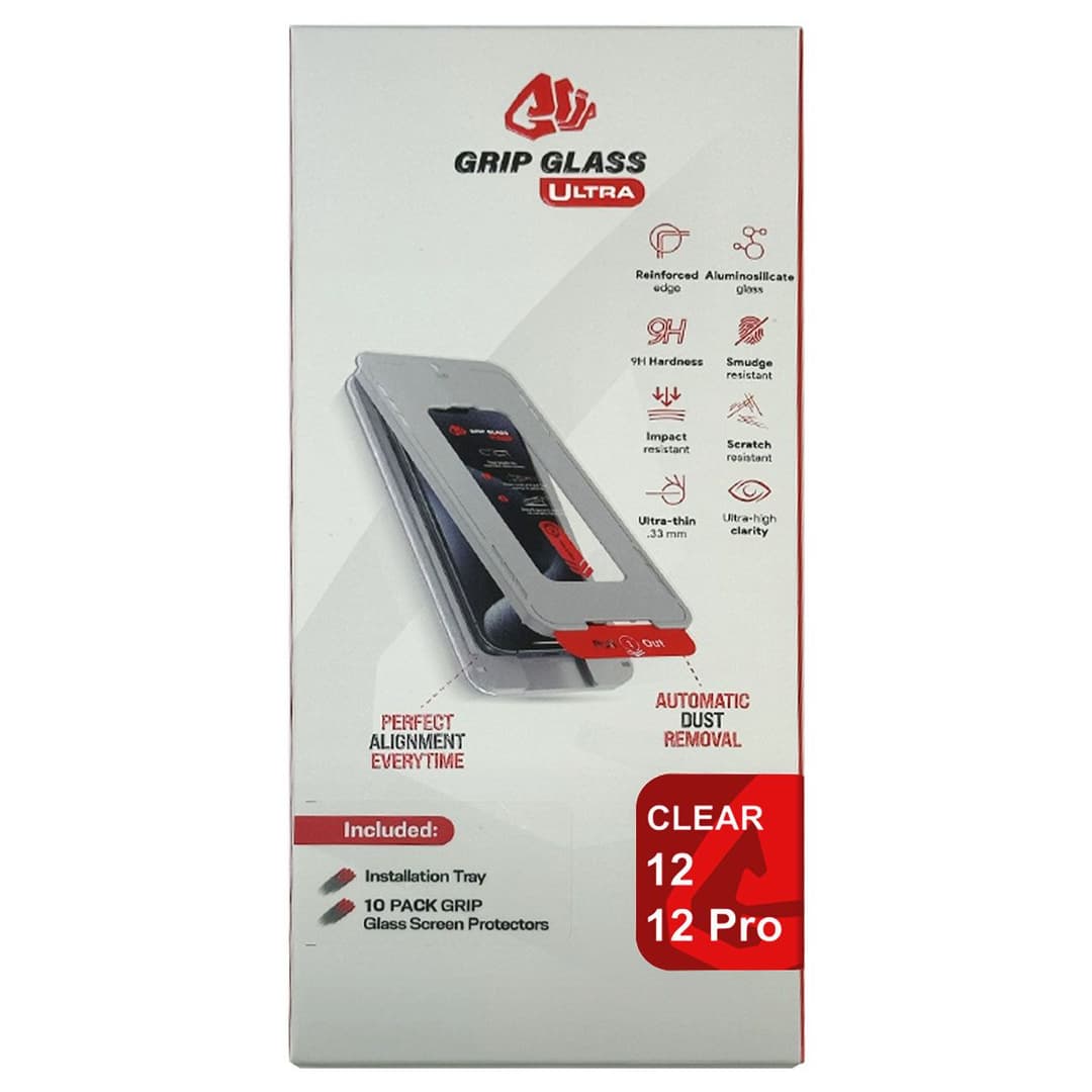 Grip Ultra - Tempered Glass Screen Protector for iPhone 12/12 Pro (10 Pack)