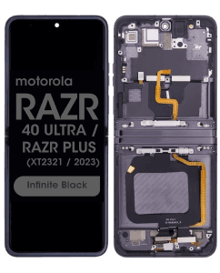 Genuine - OLED Assembly w/ Frame for Moto Razr 40 Ultra / Razr Plus (XT2321 / 2023) (Infinite Black)