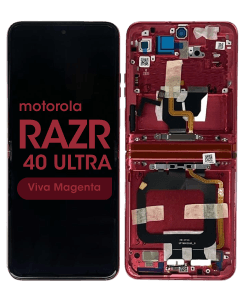 Genuine - OLED Assembly w/ Frame for Moto Razr 40 Ultra (XT2321 / 2023) (Viva Magenta)