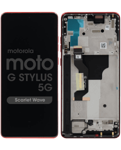 Genuine - OLED Assembly w/ Frame for Motorola Moto G Stylus 5G (XT2419 / 2024) (Scarlet Wave)
