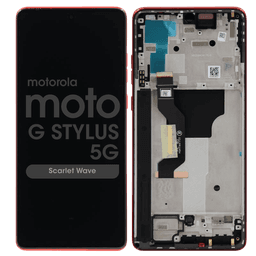 Genuine - OLED Assembly w/ Frame for Motorola Moto G Stylus 5G (XT2419 / 2024) (Scarlet Wave)