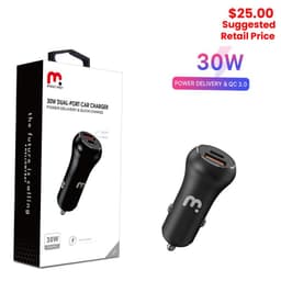 MyBat Pro - Dual Port Car Adapter (PD / QC 3.0) (30W) (Black)