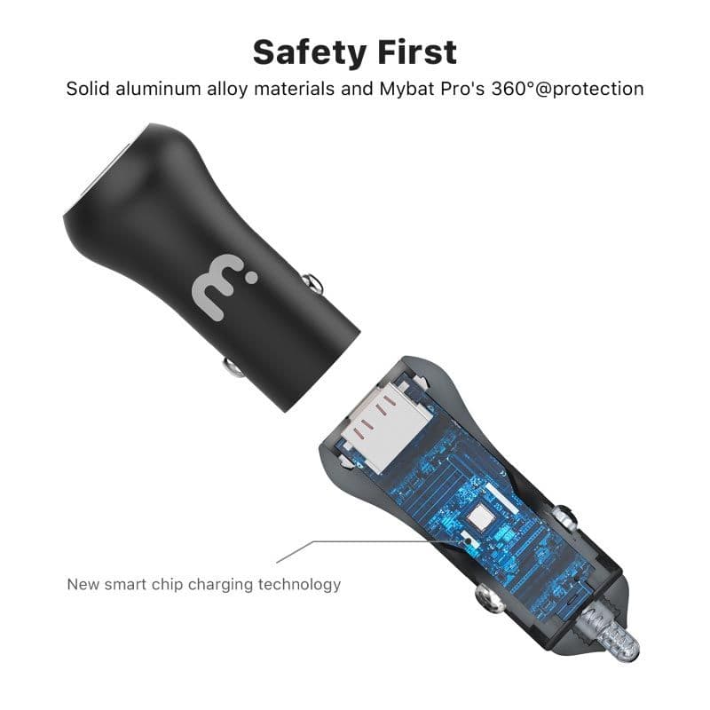 MyBat Pro - Dual Port Car Adapter (PD / QC 3.0) (30W) (Black)