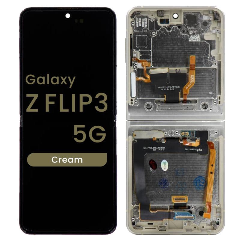 Refurbished - OLED Assembly w/ Digitizer for Samsung Galaxy Z Flip 3 5G (F711) (Cream)