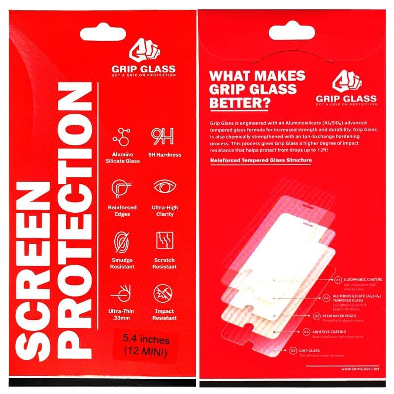 Grip Glass - Tempered Glass Screen Protector for iPhone 12 Mini