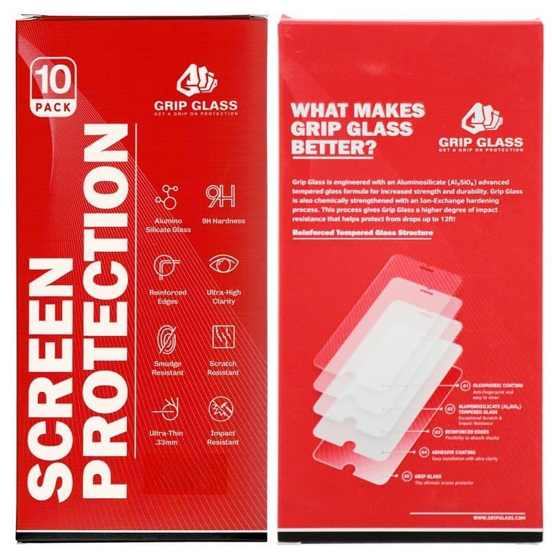 (10 Pack) Grip Glass - Tempered Glass Screen Protector for iPhone 14 Pro