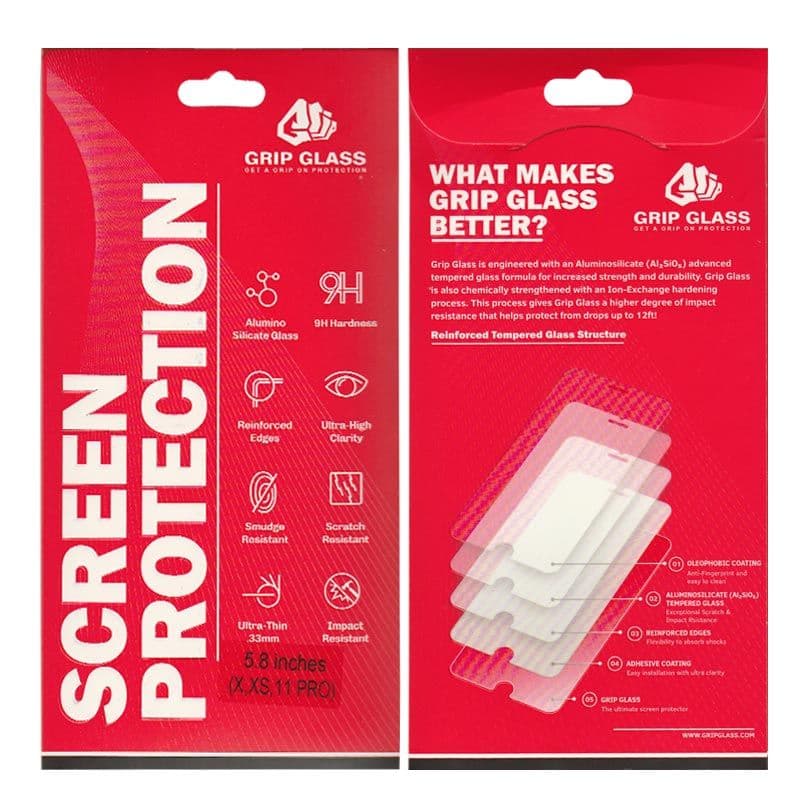 Grip Glass - Tempered Glass Screen Protector for iPhone X / XS / 11 Pro