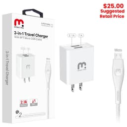 (2in1) MyBat Pro - Travel Adapter w/ Micro USB Cable (6ft)