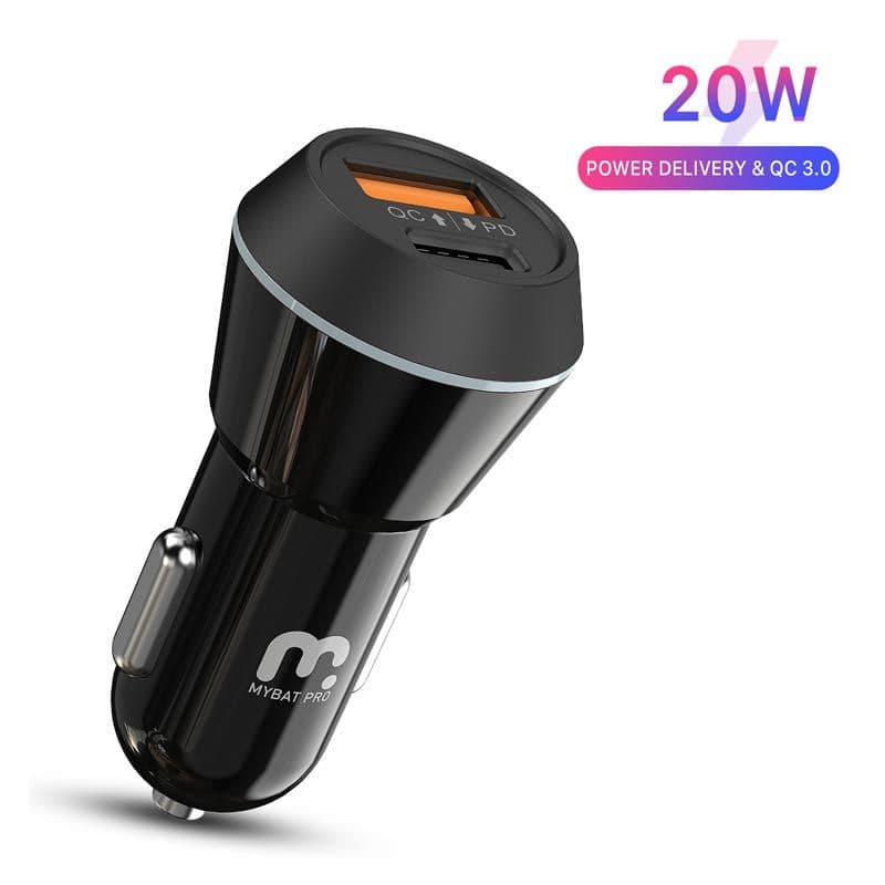 MyBat Pro - 2 Port USB-C PD / QC 3.0 Car Adapter (20W)
