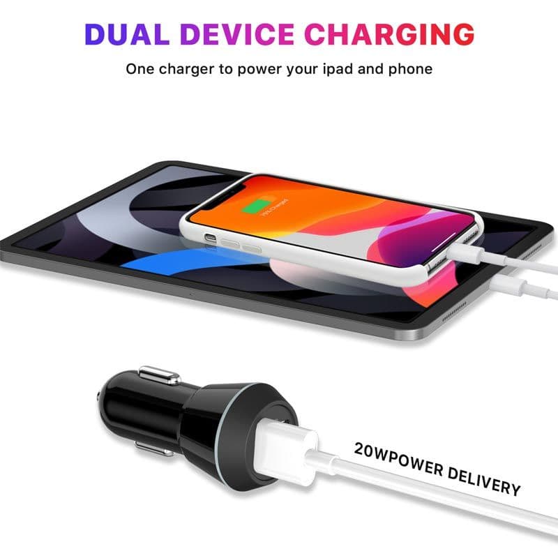 MyBat Pro - 2 Port USB-C PD / QC 3.0 Car Adapter (20W)