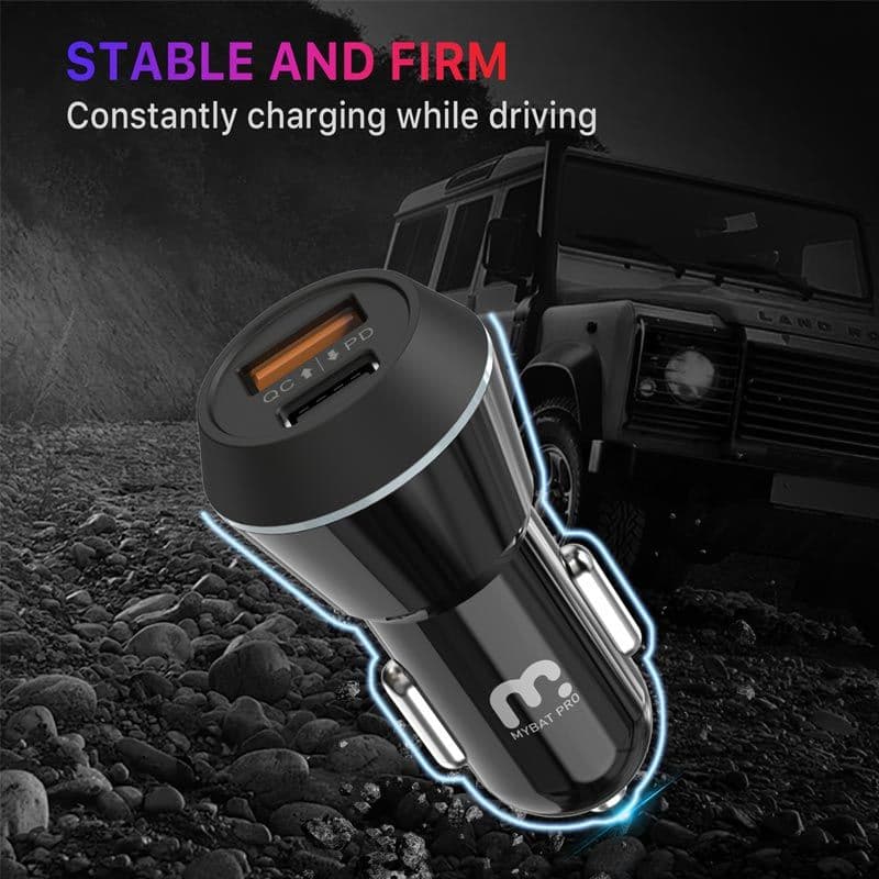 MyBat Pro - 2 Port USB-C PD / QC 3.0 Car Adapter (20W)