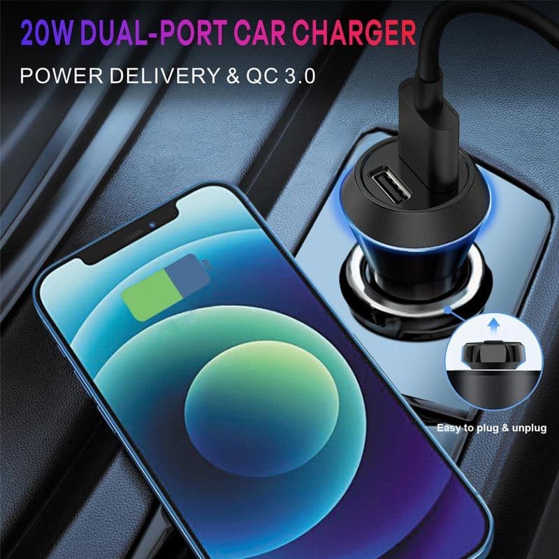 MyBat Pro - 2 Port USB-C PD / QC 3.0 Car Adapter (20W)