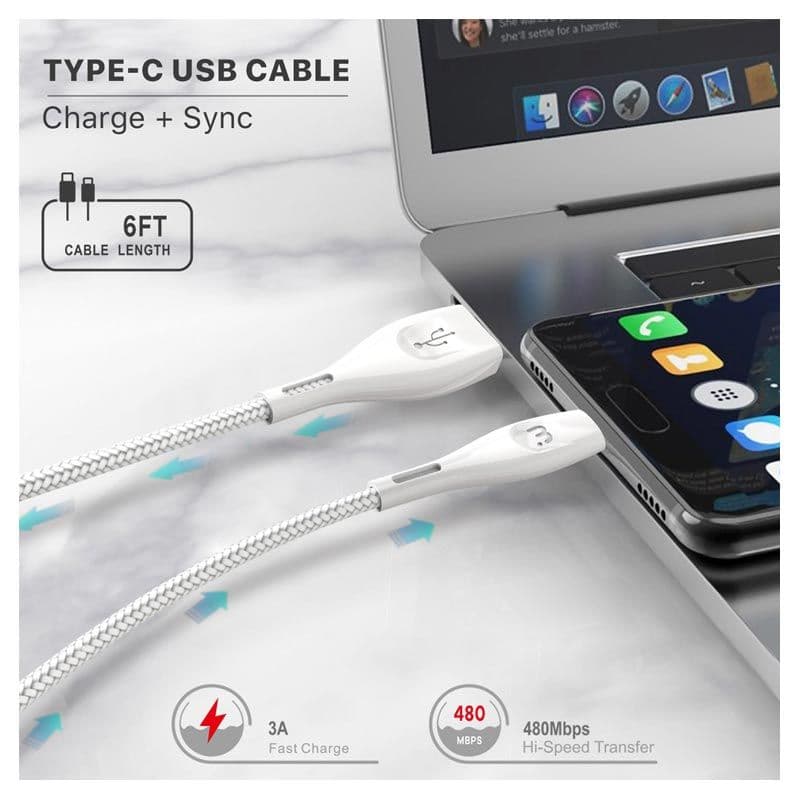 MyBat Pro - USB-C Data Cable 6ft (White)