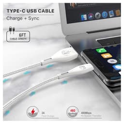 MyBat Pro - USB-C Data Cable 6ft (White)