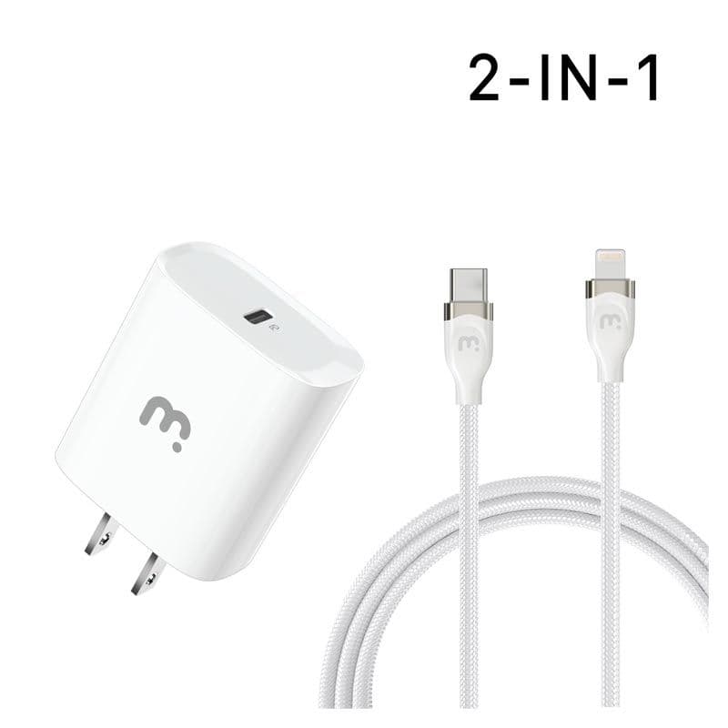 MyBat Pro - PD / QC 3.0 Wall Adapter w/ USB-C to MFi Lightning Cable (4ft) (White)