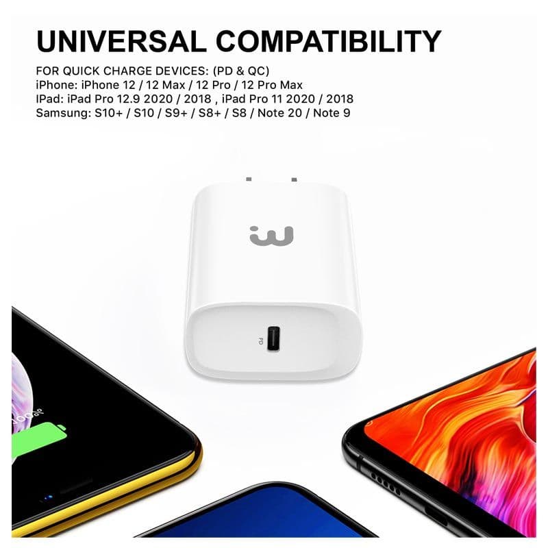 MyBat Pro - PD / QC 3.0 Wall Adapter w/ USB-C to MFi Lightning Cable (4ft) (White)