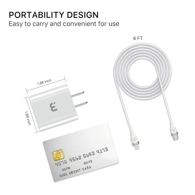 MyBat Pro - PD / QC 3.0 Wall Adapter w/ USB-C to MFi Lightning Cable (4ft) (White)