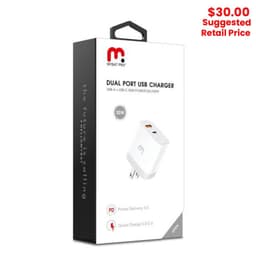 MyBat Pro - Dual USB / USB-C Adapter (30W) (White)
