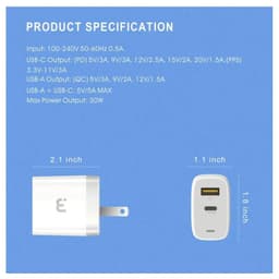 MyBat Pro - Dual USB / USB-C Adapter (30W) (White)