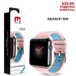 MyBat Pro - Silicone Antimicrobial Watchband for Apple Watch Series 4, 40mm / 7, 41mm / SE, 40mm (Pink / Teal)