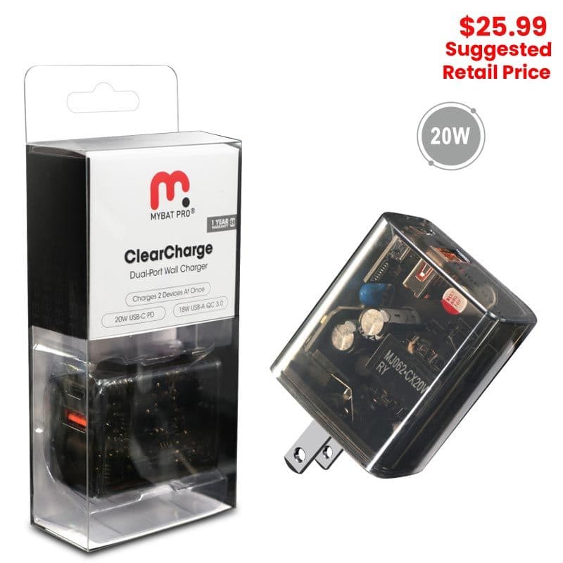 MyBat Pro - 20W USB-C Wall Charger (Exploration Version) - Transparent Smoke