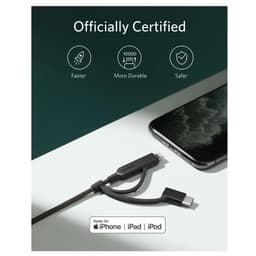 (3in1) Anker - PowerLine II Micro USB / USB-C / Lightning Cable (3ft)