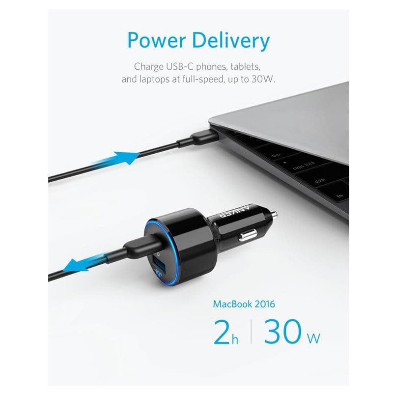 Anker - PowerDrive Speed+ USB-C / USB Car Adapter