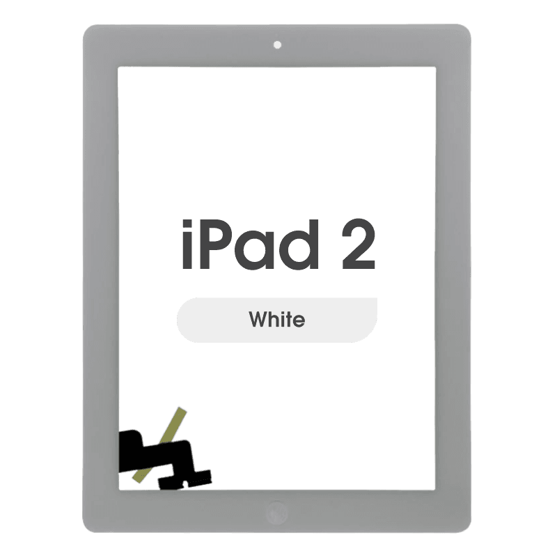 Aftermarket - Glass and Digitizer Touch Panel  w/ Home Button for iPad 2 (White)