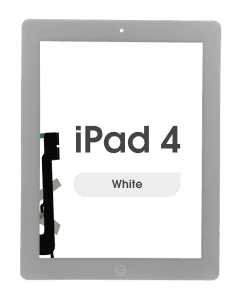 Aftermarket - Glass and Digitizer Touch Panel w/ Home Button for iPad 4 (White)