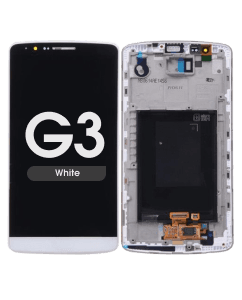 Complete Assembly - LCD Screen and Digitizer Assembly w/ Frame for LG G3 (D850 / D851 / D855 / VS985 / LS990) (White)