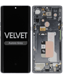 Refurbished - OLED Screen and Digitizer Assembly w/ Frame for LG Velvet (G9) (All Carriers Except Verizon UW) (Aurora Gray)