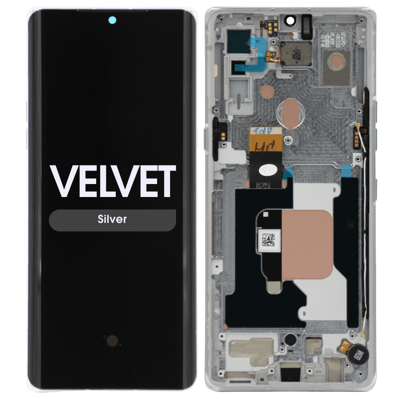 Refurbished - OLED Screen and Digitizer Assembly w/ Frame for LG Velvet (G9) (Verizon UW) (Silver)