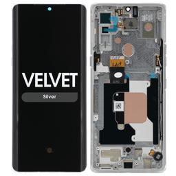 Refurbished - OLED Screen and Digitizer Assembly w/ Frame for LG Velvet (G9) (Verizon UW) (Silver)