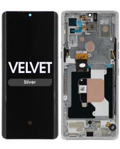 Refurbished - OLED Screen and Digitizer Assembly w/ Frame for LG Velvet (G9) (Verizon UW) (Silver)