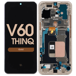 OLED Screen and Digitizer Assembly w/ Frame for LG V60 ThinQ (Gold)
