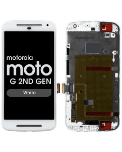 LCD Screen and Digitizer Assembly w/ Frame for Motorola Moto G 2nd Gen (XT1063 / XT1064 / XT1068) (White)