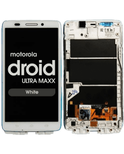 LCD Screen and Digitizer Assembly w/ Frame for Motorola Droid Ultra MAXX (XT1080) (White)