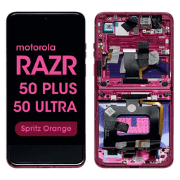 Refurbished - Inner OLED Screen and Digitizer Assembly w/ Frame for Motorola Moto Razr Plus / Razr 50 Ultra (XT2451 / 2024) (Hot Pink)