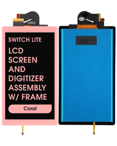 Refurbished - LCD Screen and Digitizer Assembly w/ Frame for Switch Lite (Coral)