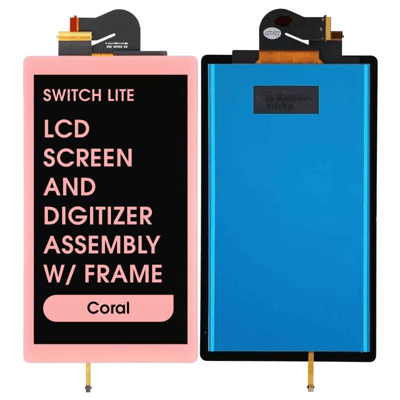 Refurbished - LCD Screen and Digitizer Assembly w/ Frame for Switch Lite (Coral)