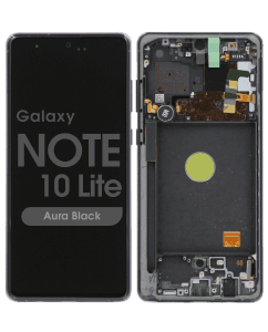 Service Pack - OLED Screen and Digitizer Assembly w/ Frame for Samsung Galaxy Note 10 Lite (N770) (Aura Black)