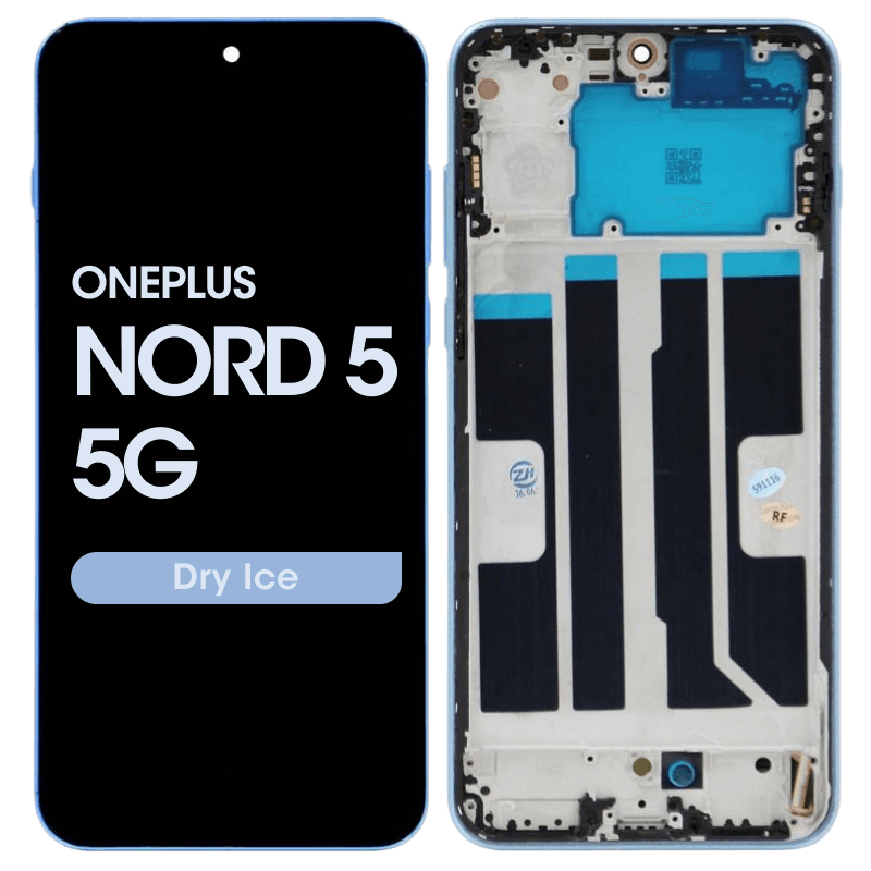 Refurbished - LCD Screen and Digitizer Assembly w/ Frame for OnePlus Nord 5 5G (Dry Ice)