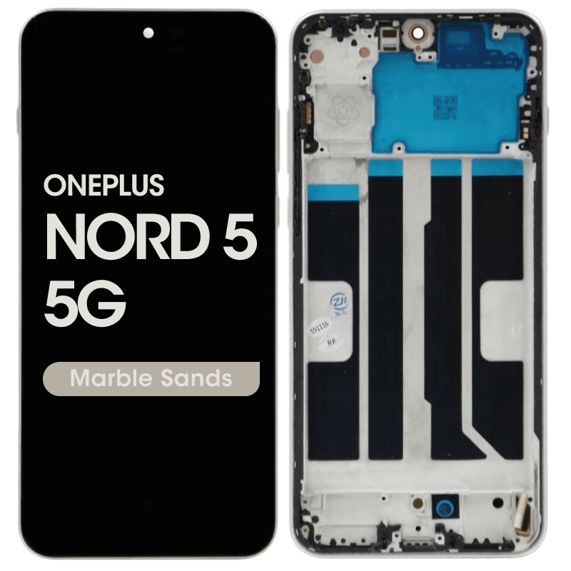 Refurbished - LCD Screen and Digitizer Assembly w/ Frame for OnePlus Nord 5 5G (Marble Sands)