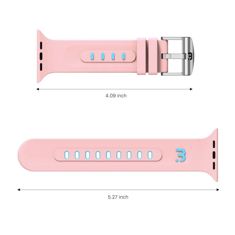 MyBat Pro - Silicone Antimicrobial Watchband for Apple Watch Series 4, 40mm / 7, 41mm / SE, 40mm (Pink / Teal)