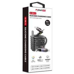 MyBat Pro - (4ft) 4-in-1 Silicone Charging Cable w/ RGB Lights (Black)