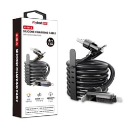MyBat Pro - (4ft) 4-in-1 Silicone Charging Cable w/ RGB Lights (Black)